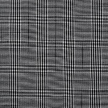 Preview: Polyester-Webware mit Karo in Schwarz-Weiß, Nahaufnahme der Oberfläche